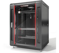 12U servidor Rack Gabinete de almacenaje. Accesorios GRATIS. Con Ventilación estante, ventilador de refrigeración, regleta. Soporte de pared para 24 "de profundidad totalmente cargado con cerradura caja de almacenaje