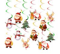 12uds Adornos Colgantes de Espirales de Papel de Aluminio para Navidad, Adornos en Espiral para Árbol de Navidad de Muñeco de Nieve Reno y Papá Noel para Fiestas Navideñas en Interiores Exteriores