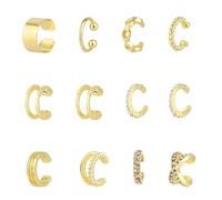 12uds Aretes Pinza Sin Perforación, Aretes Ajustables Clip en Oro Aleación Joya Tendencia para Cartílago Decoración de Outfit para Mujer