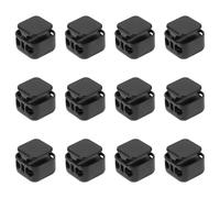 12uds Cerraduras de Cordón Resistentes, Cierre Presión Metal Doble Orificio Tope Extremo Palancas Deslizador Clip Cordón para Paracord Pantalones Cordones de Zapatos (Negro)