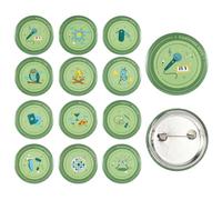 12uds Insignias para Despedida Soltera de Camping, Insignias Verdes al Mérito Botones Fiesta Alfileres Únicos con Temática Campamento para Despedida de Soltera