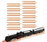 12uds Juego de Expansión de Vías de Tren de Madera, 16,2cm Wooden Train Track Conector Recto Accesorios Tren Vias de Madera para Niños Compatible con Mayoría de Las Marcas de Trenes de Juguete