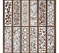 12uds Plantillas para Pintar, Plantillas Patrones de Bordes Plantillas Decorativas de Hojas Plantillas Reutilizables de Técnica Mixta para Pintar Sobre Madera Tela Muebles y Manualidades