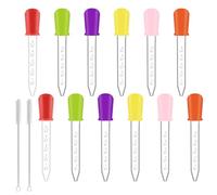 12unid Pipetas de Silicona,Plástico Pipetas Cuentagotas,5ml Goteros Líquidos,Bureta de Silicona Graduada Multicolor con 2 Cepillos Limpiadores,para Moldes de Caramelos,Plantas,Mascotas