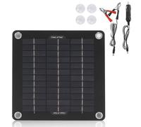 12V 10W Panel Solar Portátil: WIYETY Cargador Solar con Abrazaderas de Batería y Enchufe para Encendedor de Cigarrillos, Cargadores Solares Monocristalinos para Coche, Motocicleta, Barco, Autocaravana