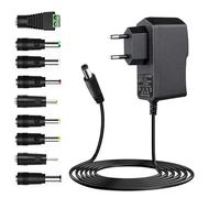 12V 1A Fuente de Alimentación Universal, AC DC Adaptador con 9 DC Enchufes, Power Supply 100-240V 50/60Hz, Cargador DC 5.5mm X 2.1mm para Tiras LED Cámara CCTV Router WLAN Ventilador Caso Caja de TV
