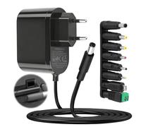 12V 2A Fuente de Alimentación, 24W 12V 2A Universal Adaptador 100-240V 5.5 × 2.1mm Transformador 1.5M Cable con 8 Adaptadores de Enchufe de 1000mA 1500mA 2000mA para LED Router Cámaras de Seguridad