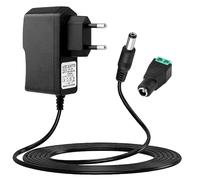 12V 2A LED Alimentador, Universal Transformador AC 100-240V 50/60Hz Fuente de Alimentación, Adaptador Enchufe EU Cargador 5,5 x 2,1 mm con Conector DC para Tiras LED, Cámaras CCTV, TV Box, Routers