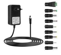 12V 3A Fuente de Alimentación Universal, AC DC Adaptador con 9 DC Enchufes, Power Supply 100-240V 50/60Hz, Cargador DC 5.5mm X 2.1mm para Router Tiras LED Cámara CCTV WLAN Ventilador