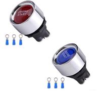 12V 50A Interruptor de arranque del motor con LED pulsador para coche, barco, camión, RV, impermeable, retardante de llama, reinicio automático, rojo/azul (1 interruptor + 3 terminales) (par de