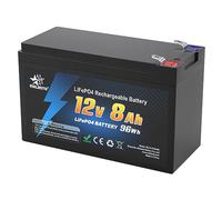 12V 8Ah Batería de Litio Batería LiFePO4 Ciclo Profundo 2000 Veces Recargable con BMS para Autocaravanas Caravana Carros de Golf Solares Fuente de Alimentación de Emergencia