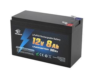 12V 8Ah Batería de Litio Batería LiFePO4 Ciclo Profundo 2000 Veces Recargable con BMS para Autocaravanas Caravana Carros de Golf Solares Fuente de Alimentación de Emergencia