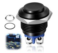 12V Botón de inicio 16 mm, Interruptor de Arranque con Botón Pulsador 220V AC 1A, Pulsador Momentáneo 16mm Impermeable IP20 de metal para Timbre Coche Barco Hogar Electrónica