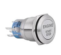 12V DC LED Motor de automóvil Arranque Parada Botón pulsador Interruptor Arrancador de encendido Universal Metal Press LED Interruptor botón pulsador (Plata)