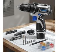 12V Destornillador Electrico, Taladro Atornillador Batería Max 25NM, 98 Accesorios, 25+1 Ajuste de Par Atornillador Electrico, LED Luz, Baterías 2000mAh, Portabrocas 10mm, para Reparación y DIY