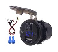 12V IP66 3.0A LED Digital Phone With Independent Switch Adapter And 23.6in Line For Motorcycles Cars Ships Yachts Motor Homes Buses And More Utilizing Precisely Selected Flame (DC12~24V)