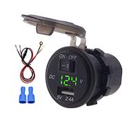 12V IP66 3.0A LED Digital Phone With Independent Switch Adapter And 23.6in Line For Motorcycles Cars Ships Yachts Motor Homes Buses And More Utilizing Precisely Selected Flame (DC12~24V)
