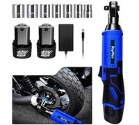 12V Llave de Trinquete Eléctrica Portátil de Mano 3/8,Llave de Carraca Eléctrica Recargable,Par 40N.M con Baterías 1500mAh*2 y Carga Rápida para Reparación de Automóviles y Mantenimiento de Fontanería