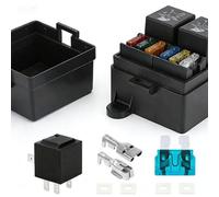 12v relay box-12v fuse block 6 Way Pre-Wired Waterproof Relay Box 6 Slot ATC/ATO Fuse Relays Block Universal Relays Panel for Cars Truck Jeep (#C)