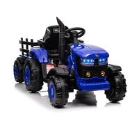 12V Tractor Eléctrico con Remolque Desmontable Coche Eléctrico, Motor Doble 35 W Control Remoto Música MP3 3 Velocidades 7 Luces LED y Bocina, Coche Eléctrico para Niños 3-6 Años