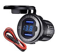 12V USB Steckdose Auto Ladegerät mit Schalter,KFZ-Ladegerät 24V Quick Charge 3.0 Metall Wasserdicht USB Einbau Buchse für Motorrad,Wohnwagen,Boot,LKW