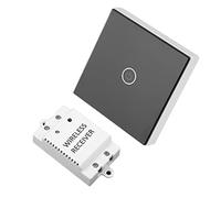 12V y 1 vía Interruptor pared inteligente inalámbrico, interruptor inteligente Wifi Panel interruptor pared Control remoto interruptor hogar inteligente(negro)