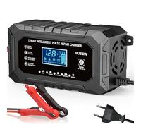 12V15A 24V8A Cargador de Batería de Coche,Cargador Bateria LiFePO4,Cargador de Mantenimiento Inteligente de 9 Niveles, Múltiples Protecciones, para Coches, Camiones, Moto (15 Noir)