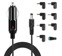 12V3A 36W Cargador Universal para Coche, 1,2 m Conector de CC 5,5 x 2,1 mm con 8 Conectores de 90° para GPS Reproductor de DVD Tiras LED Coches Camiones Barcos Motocicletas y autocaravanas