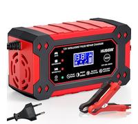 12V6A Cargador de Batería de Coche,Cargador de Batería Inteligente con Pantalla LCD, Múltiples Funciones de Protección,paraAutomóviles,Moto,Camión,AGM,Gel,SLA (2Ah-100Ah)