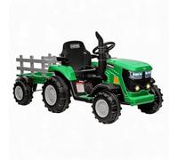 12VTractor Eléctrico Infantil con Remolque Desmontable,Control Remoto Verde