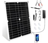 【12W 16V Panel Solar Portátil Kit】KWODE 12W IP67 Cargador Solar 2-Port USB Para Movil, Flexible Placa Solar Portatil Placas Solares Pequeñas para Camper Teléfono Monitor Viaje Bateria Coche Barco Moto