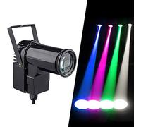 12W Led Pinspot Luz Rgbw Foco Bola de Espejos para Discoteca y Escenario, Motor de Bola de Discoteca Pin Spot Foco Led para Casa