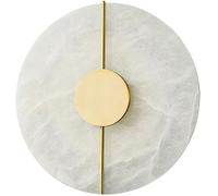 12W Warm Light Wall Sconces Nordic 7.8in Natural Marble Wall Light with Brass Finish Modern Creative Round Wall Lamps for Bathroom Living Room Hallway