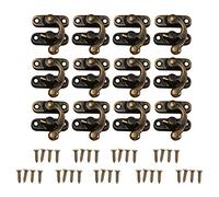 12X Cerradura decorativa de latón antiguo para joyería, caja de madera, cerradura de regalo para vino con tornillos (gancho izquierdo-bronce)