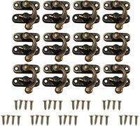 12X Cerradura decorativa de latón antiguo para joyería, caja de madera, cerradura de regalo para vino con tornillos (gancho derecho-bronce)