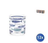12x H&H Paquete De 3 Vasos Salina En Vidrio Decorado Cl 25