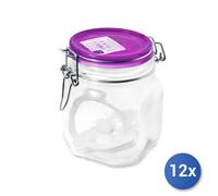 12x Jarras De Vidrio Fido Con Tapa Hermética Fucsia Cc 750 Bormioli Rocco