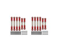 12x Juego de Eslabones de Unión de Varillas de Unión de Metal para 1/10 Arrma Granite SENTON VORTEKS Typhon Rock RC Car Upgrade Parts,Rojo