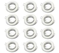 12x Juego De Proyectores focos empotrables led Gu10-12 Unidades De Bastidor De Montaje De Blanco, Incl. Zócalo Gu10 Para Lámparas De Leds O Halógenas, Giratorio 30°, Redondo