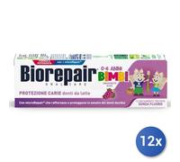 12x Paquete Biorepair Pasta De Dientes Ml 50 Junior Niños 0-6 Uva