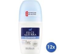 12x Paquete Felce Azzurra Desodorante Roll-On 50 Ml. Clásico
