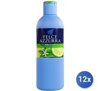 12x Paquete Felce Azzurra Fresco Bergamota Y Flores De Cedro 650 Ml Gel De Ducha
