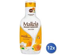 12x Paquete Malizia Baño 1000 Ml. Miel/Jengibre