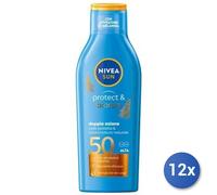 12x Paquete Nivea Solar 200 Ml. Fp50 Protege Y Broncea 85826 Hecho En Italia