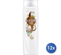 12x Paquete Sunsilk Champú Secos/Dañados Coco+Áloe 250 Ml