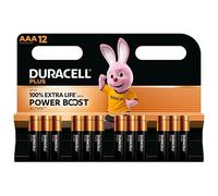12X Pilas Duracell AAA Plus Power Boost, hasta un 100% más de duración (1 blíster de 12 Pilas) 12 Pilas AAA (MN2400)