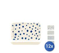 12x Platos H&H Rectangular Atlas En Stoneware Cm 14X24