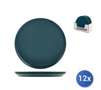 12x Platos Pisos En Gres Estocolmo, Cerceta, 28Cm
