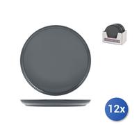 12x Platos Pisos En Gres Estocolmo, Gris, 28Cm