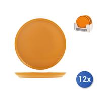 12x Platos Pisos En Gres Estocolmo, Ocre, 28Cm